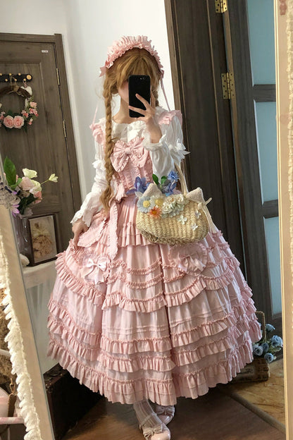 Blush Multi-Layered Ruffle Bow Sweet JSK - Heart In Love