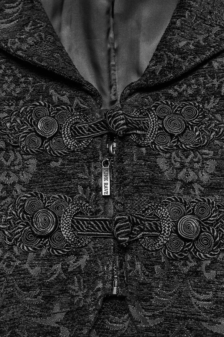 No-Sleeve Floral Jacquard Buckled Men's Gothic Waistcoat