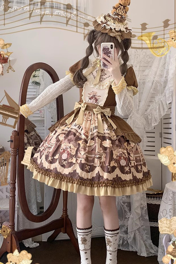 Little Bear Concerto Print Bow Princess Lolita Gown
