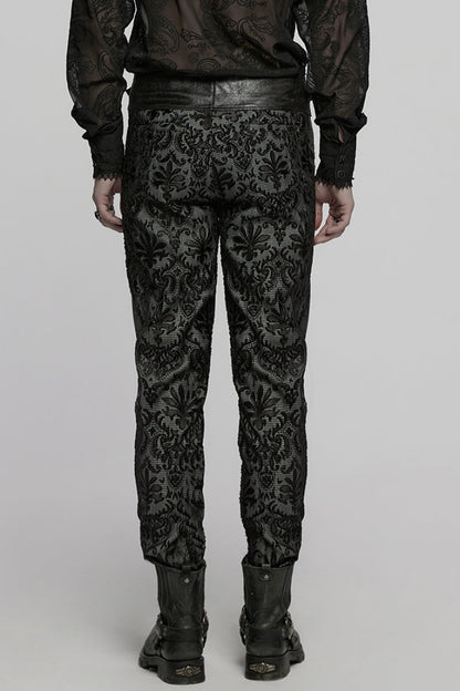 Floral Embroidery Buckle Gothic Trousers for Men