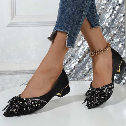 Bow Flats with Women's Rhinestone Glitter - Elegant Detail