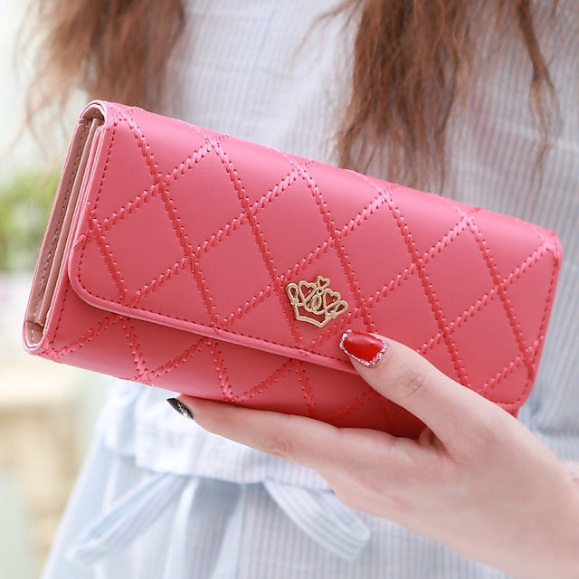 Gold Crown - Wallet Pink Emblem Women's with Quilted