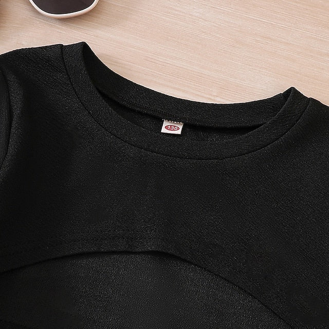 Girls' Block Color Kids Dress Set Pieces Long Suits 2