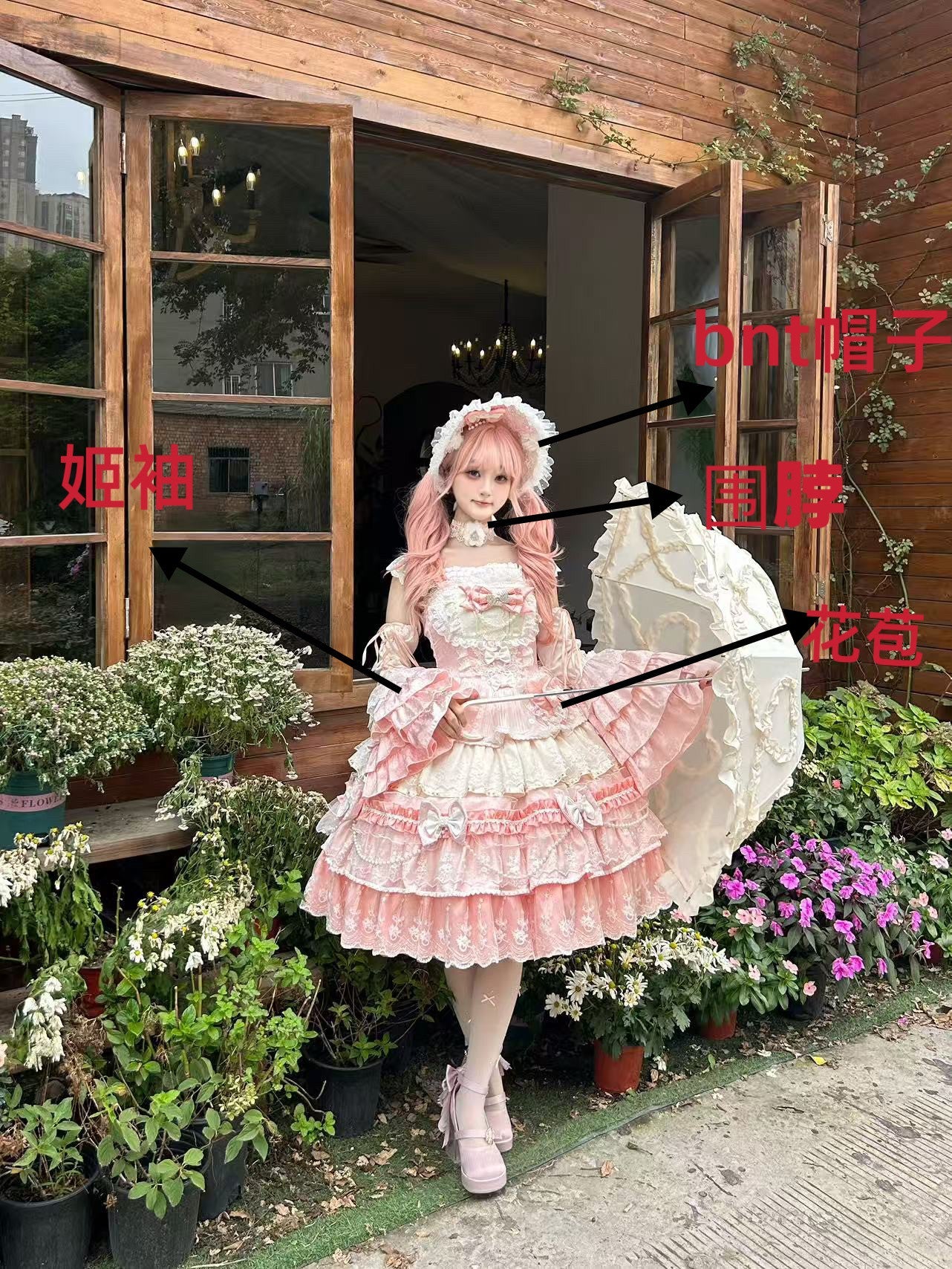 Blush Ruffled Hanayome Lace Princess JSK with Bow