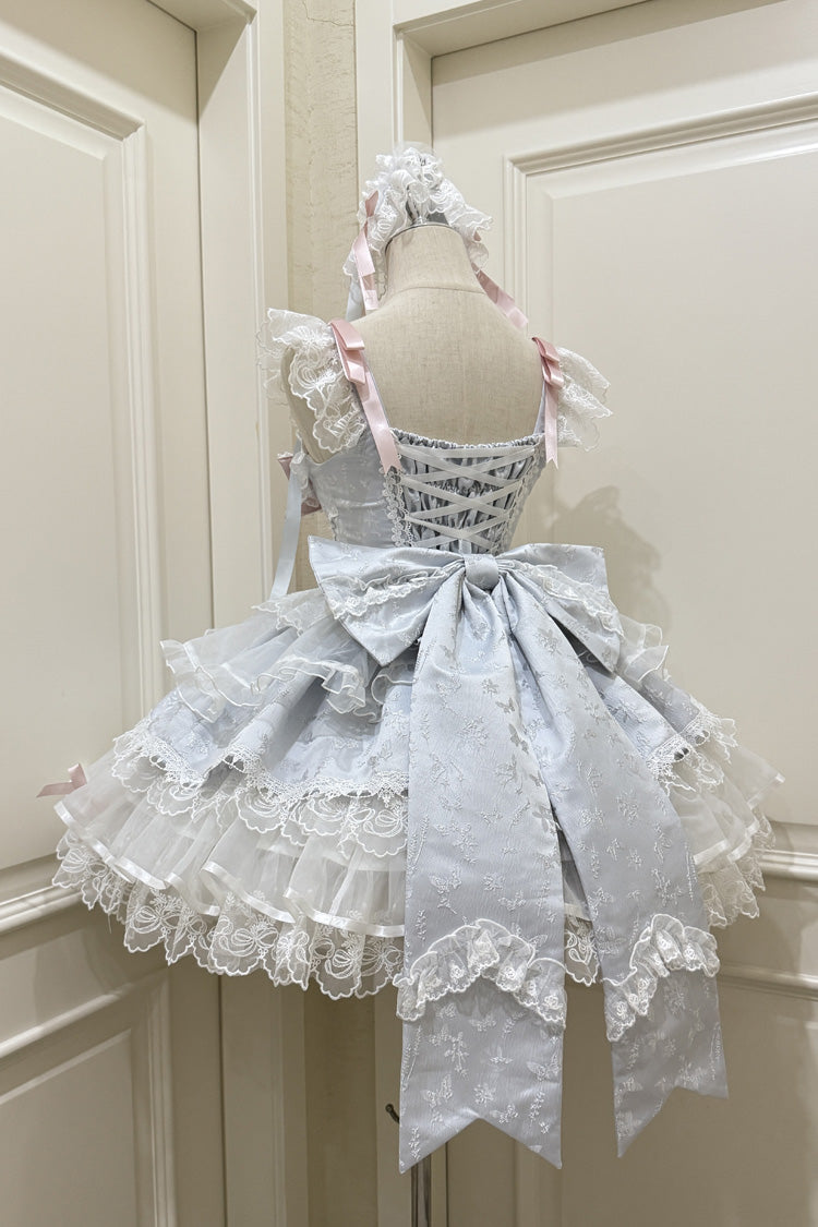 Fleishi Island Sleeveless Ruffle Bow Slim Ballet Lolita JSK