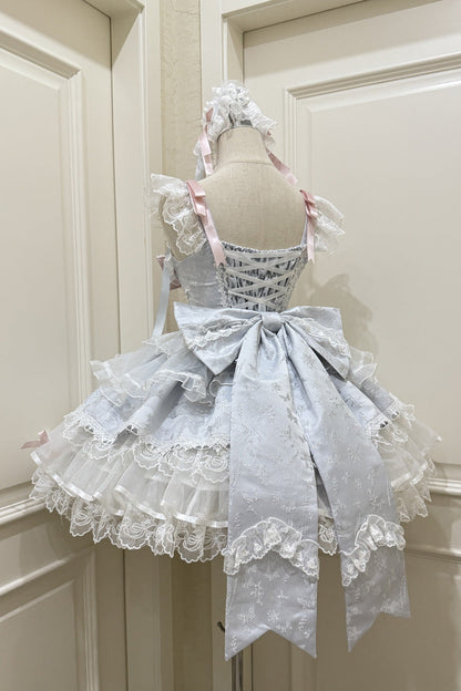 Fleishi Island Sleeveless Ruffle Bow Slim Ballet Lolita JSK