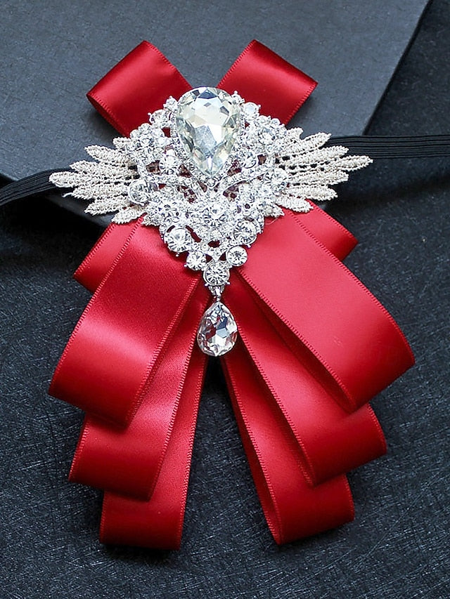 Bow Ribbon Luxury - Pin Crystal Elegant Brooch Tie Men's