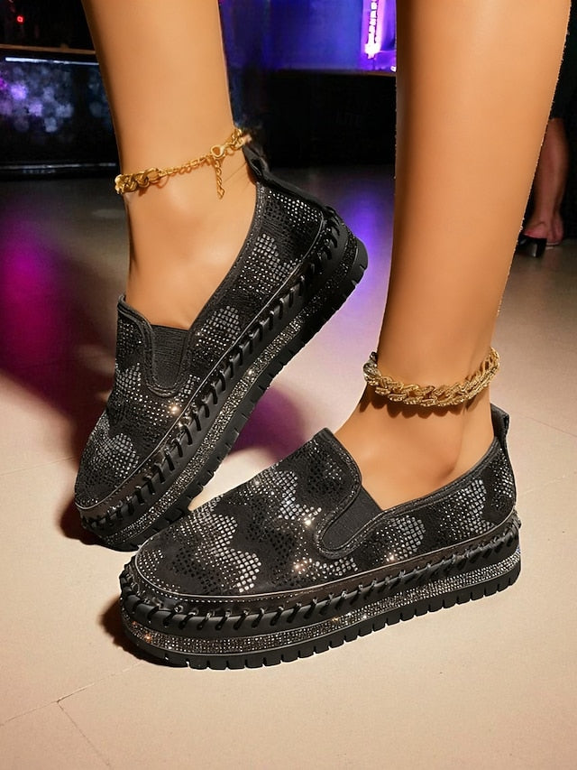 Mesh Sneakers with Glitter Women's Platform Slip-On