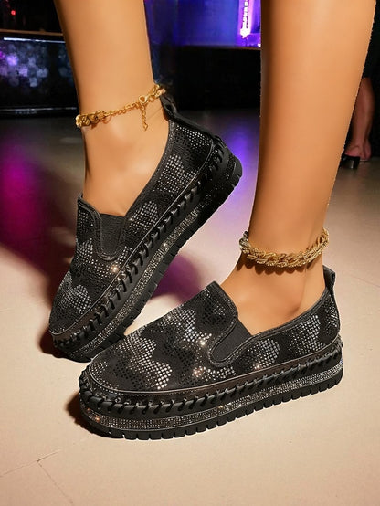 Mesh Sneakers with Glitter Women's Platform Slip-On