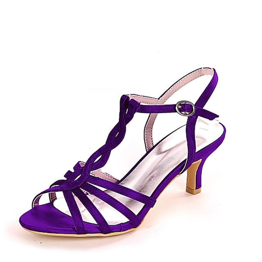 Mid-Heel Purple Elegant Strappy – Sandals Satin Women's