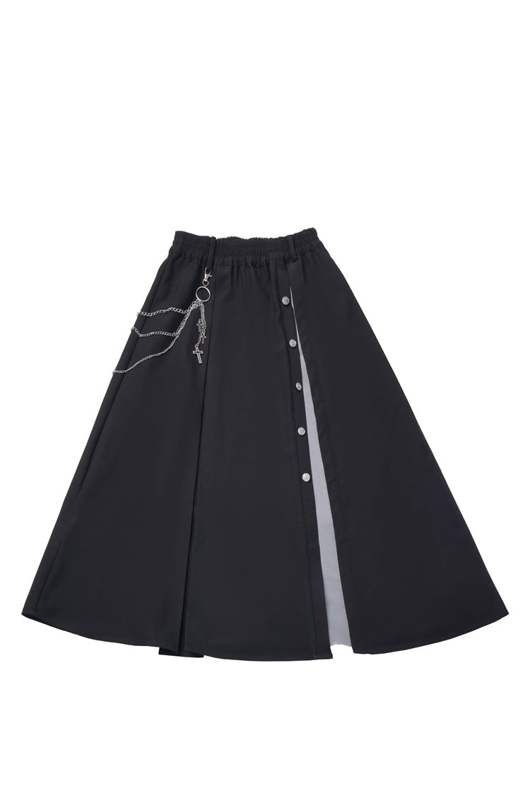 Ebony Printed Ruffled Asymmetric Chain Skirt Set - Hymn of the Cross