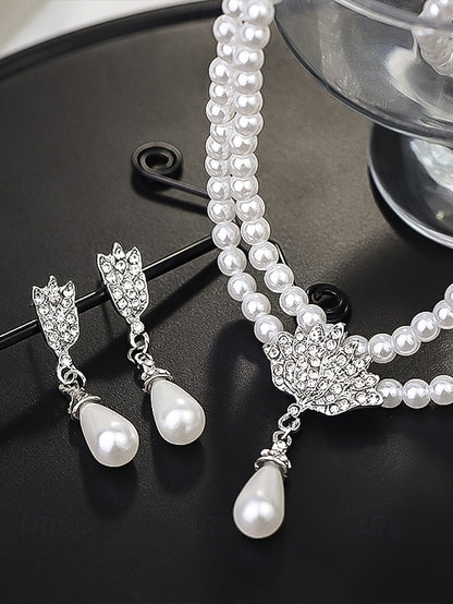 Jewelry Necklace – Set Double-Layer Elegant Bridal Pearl