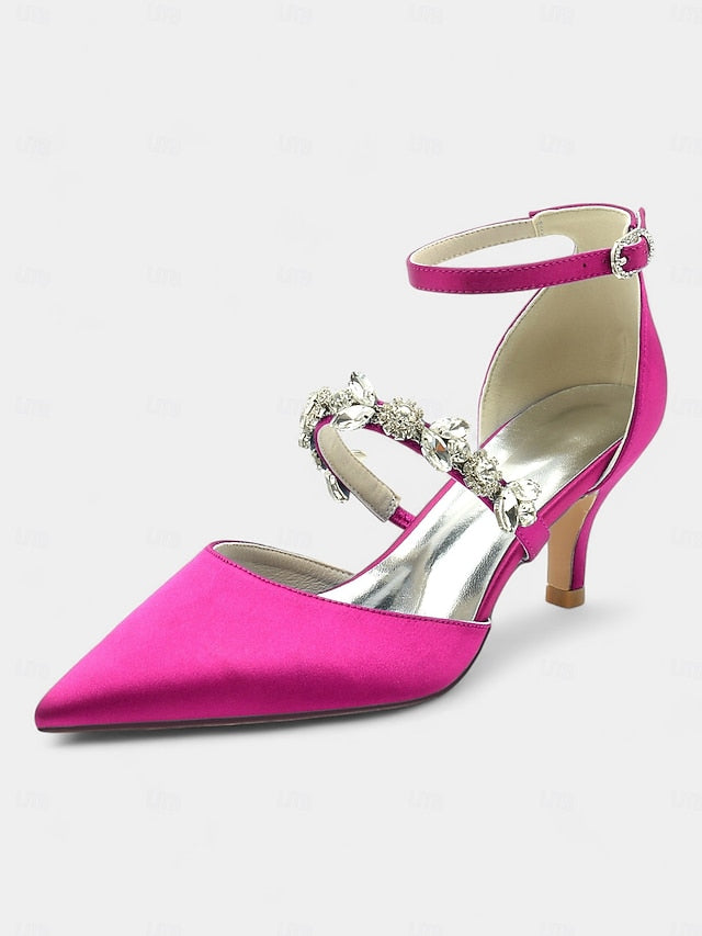 Embellishments Satin Rhinestone Heels Black with Women's -