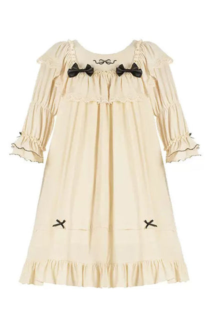 Fairy Tale Sweet Lolita Gown with Square Collar, Trumpet Sleeves & Ruffles