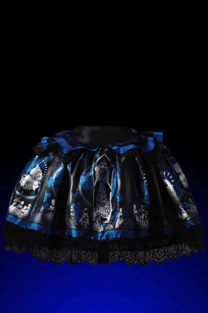Azure Dark Moon Corridor Print Embroidery Gothic Lolita Gown Skirt