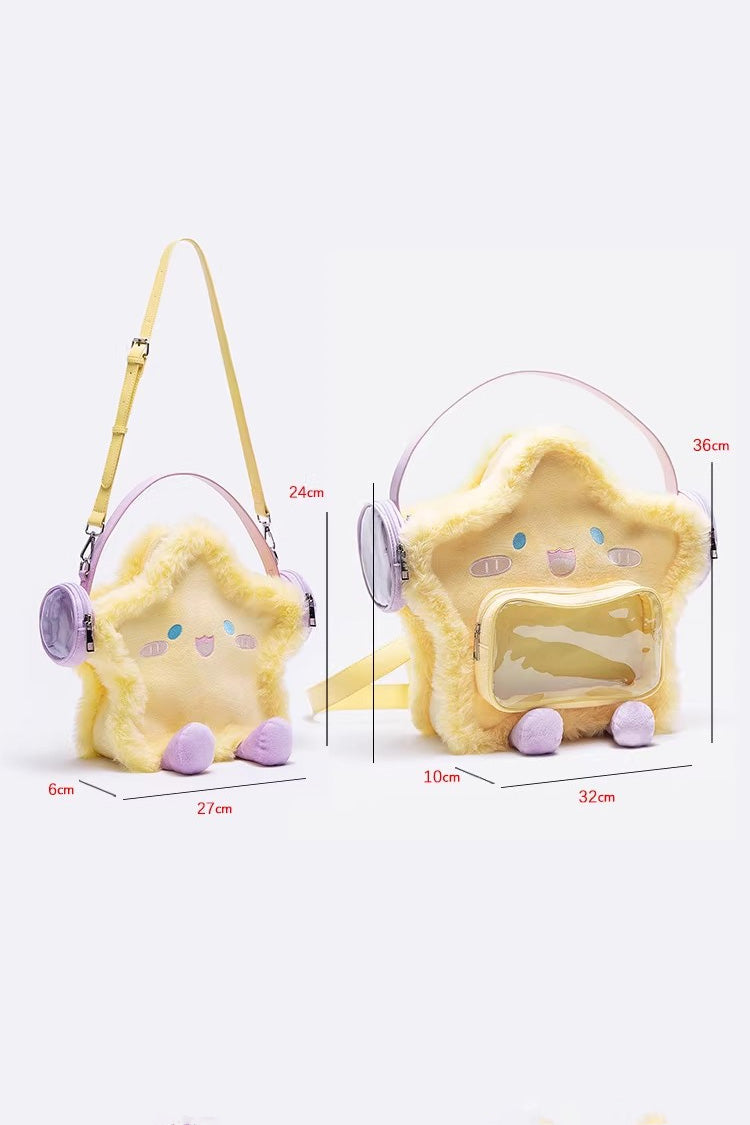 Golden Plush Headphone Star Embroidery Cartoon Sweet Lolita Itabag