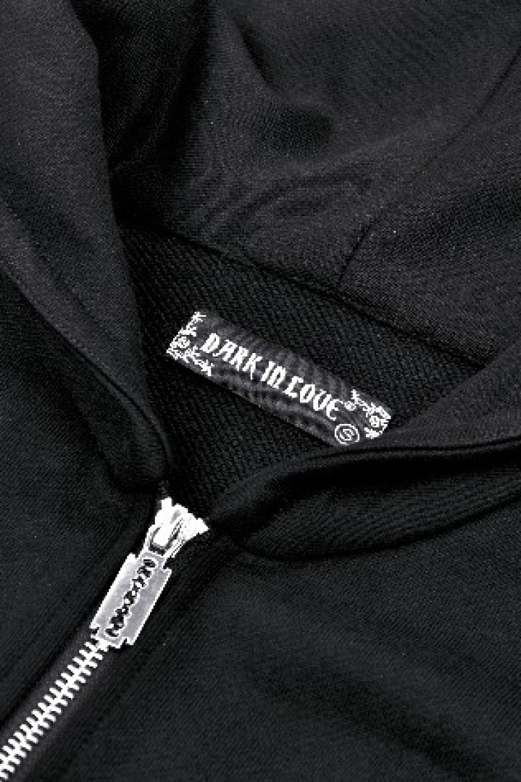 Ebony Long-Sleeve Zip-Up Gothic Batwing Hoodie