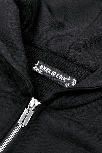 Ebony Long-Sleeve Zip-Up Gothic Batwing Hoodie