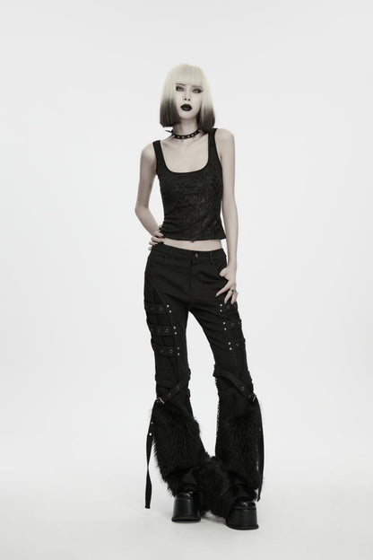 Strappy Slim-Fit Punk Vest with Bold Print