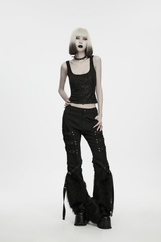Strappy Slim-Fit Punk Vest with Bold Print