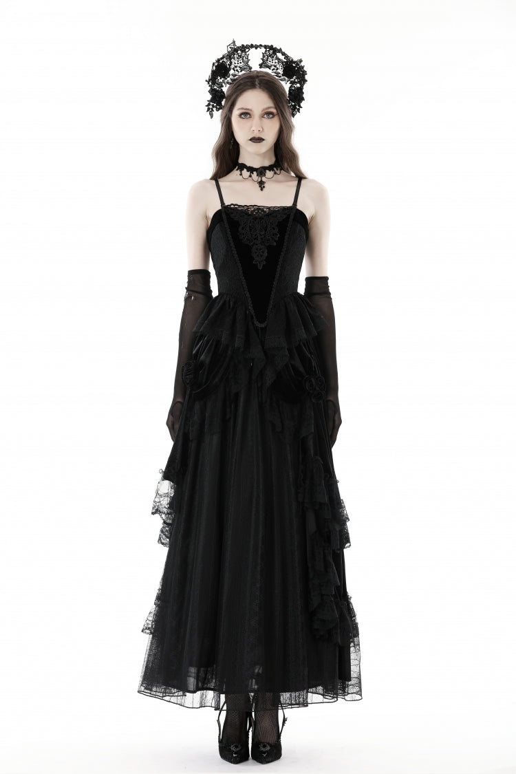 No-Sleeve Floral Velvet Gothic Corset Top
