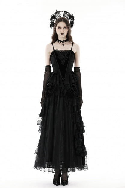 No-Sleeve Floral Velvet Gothic Corset Top