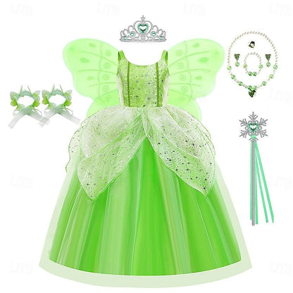 Princess Tinker Girl Dress Theme Flower Fairytale Bell Tiana