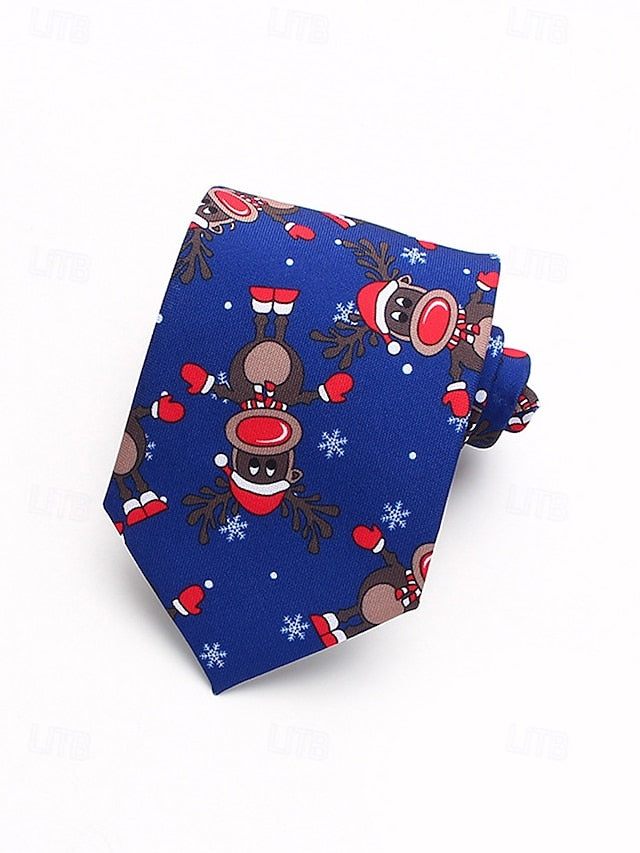 Tie Fun Christmas Men's and Polyester Silk Tree Santa –