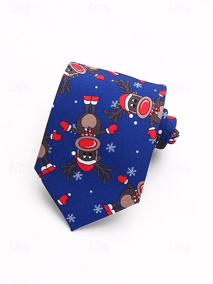 Tie Fun Christmas Men's and Polyester Silk Tree Santa –