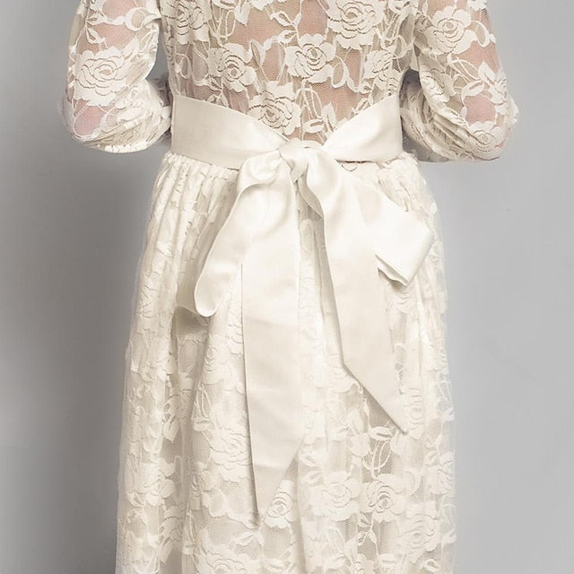 Girls' Flower Kids Solid Long Colored Girl Dress