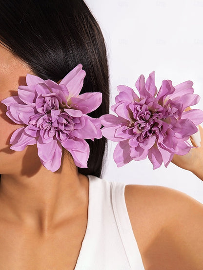 Statement - Flower Floral Oversized Women's Drop Earrings