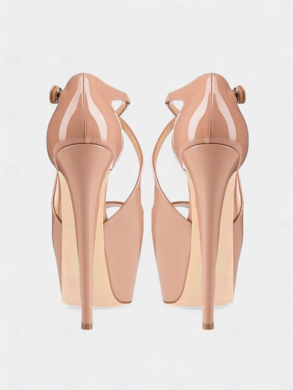 with Red Leather Heels Patent Stiletto Platform and Black Cross