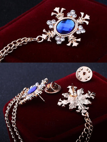 Elegant – Blue Chain Gem Brooch Collar Double Vintage