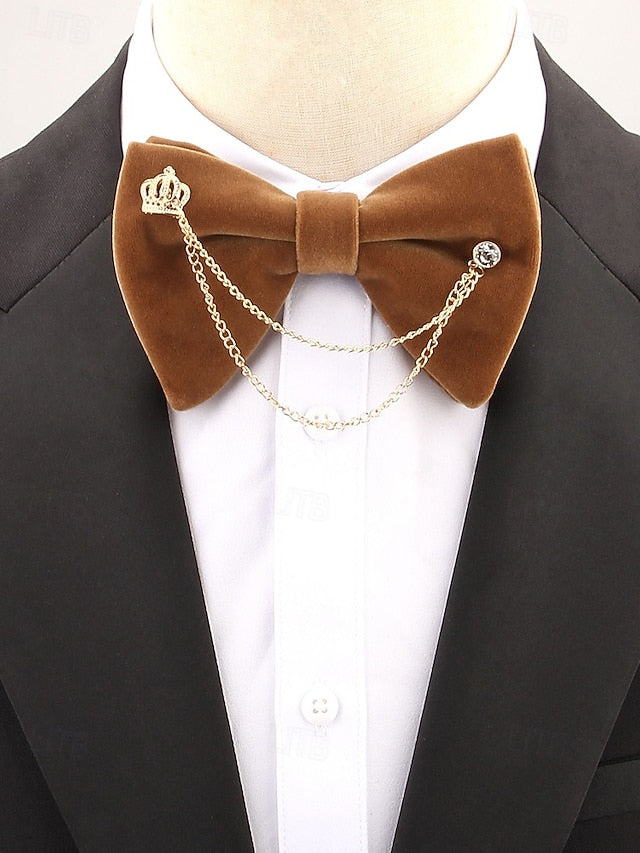 Detail Bow Crown Chain and with – Tie Men's Velvet