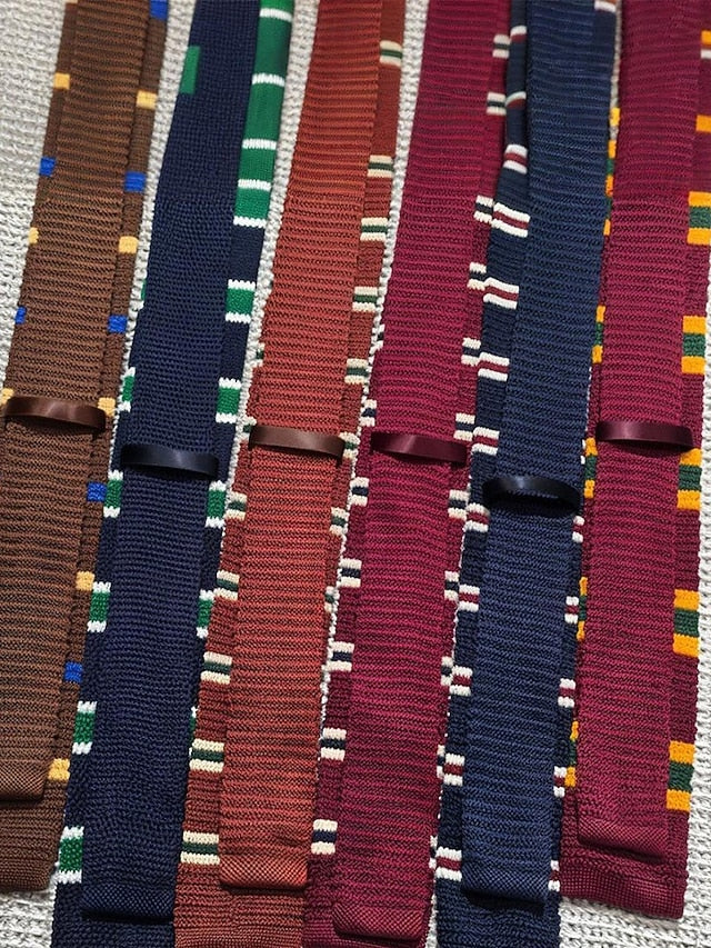 Men's Neck Stripe Woven Stylish Christmas Tie - Knit