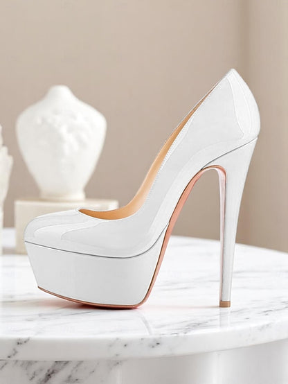 Pointed-Toe Patent with Heels Black and Platform Women's