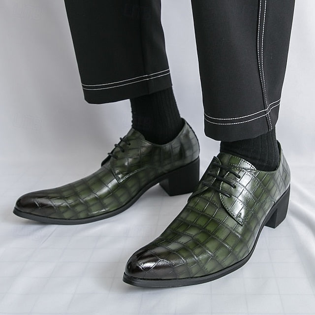 Pattern Faux Crocodile – Men's Red Shoes Leather