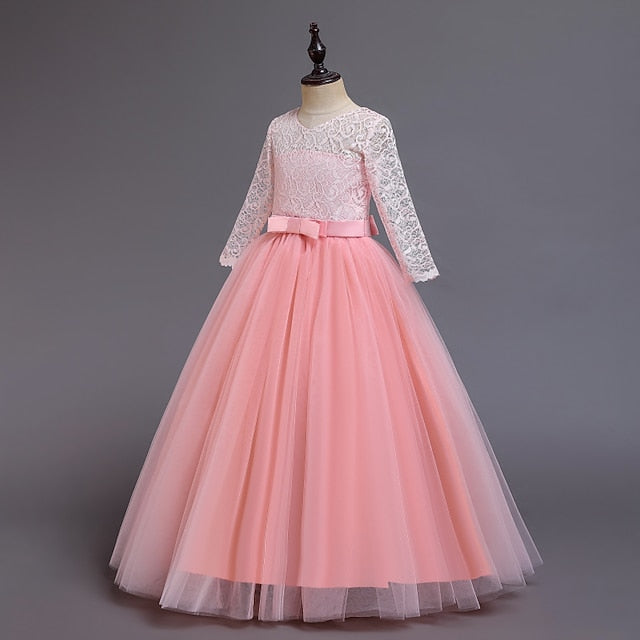 Kids Flower Girl Sleeve Dress Girls' Wedding Half