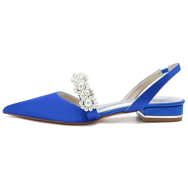 Shoes Elegant with Pearl Women's White Satin