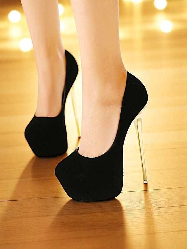 Platform and Suede with Metallic Red Stiletto Women's Heels