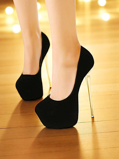 Platform and Suede with Metallic Red Stiletto Women's Heels