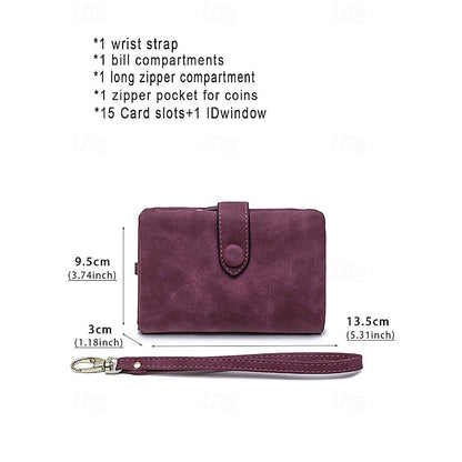 with Leather Women's Wrist Strap Faux Pink Wallet –