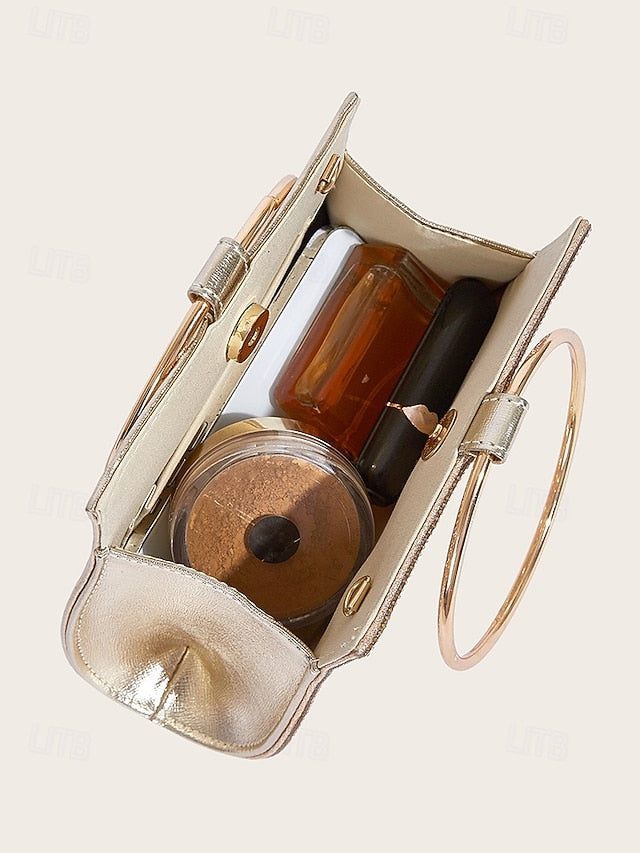 Gold Clutch Handle Elegant – Ring Evening Crystal with