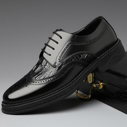 Brogue Shoes Oxford Brown - Crocodile Leather Men's