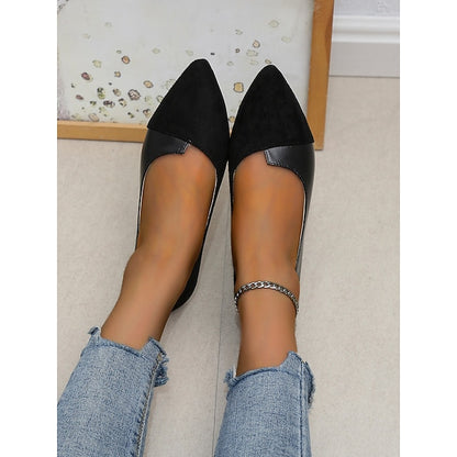 Toe Two-Tone Slip-On Women's Pointed Elegant Flats –