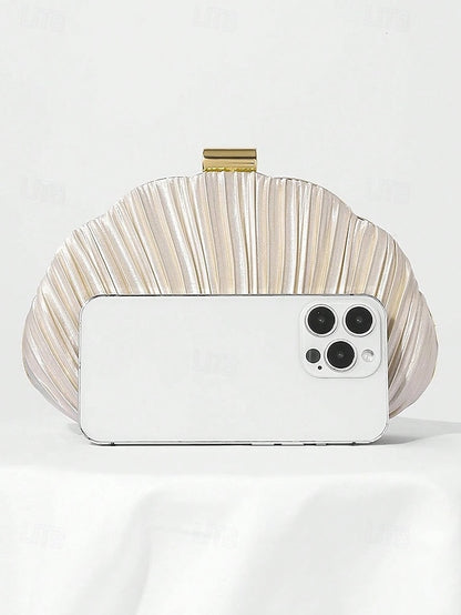 Pleated Satin Evening Women's Shell Purse Clutch