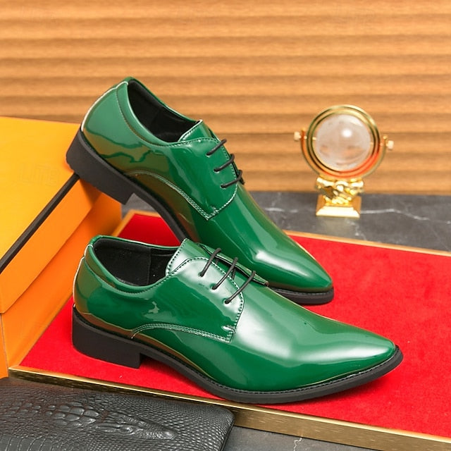 Patent Formal Green – for Men Lace-Up Shoes Leather Glossy