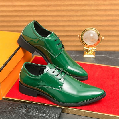 Patent Formal Green – for Men Lace-Up Shoes Leather Glossy