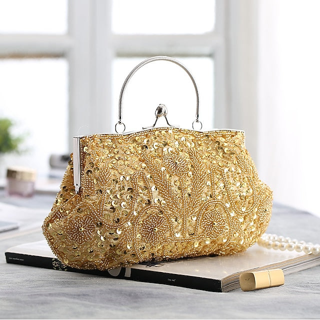 Evening White Clutch Beaded – Vintage Purse Women's