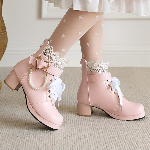 Lace-Up – White Bridal Women's Boots Wedding Ankle Shoes